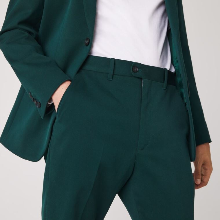 Lacoste LIVE Standard Fit Algodão Lona Suit Pants Verdes | 8lLGk3NZ