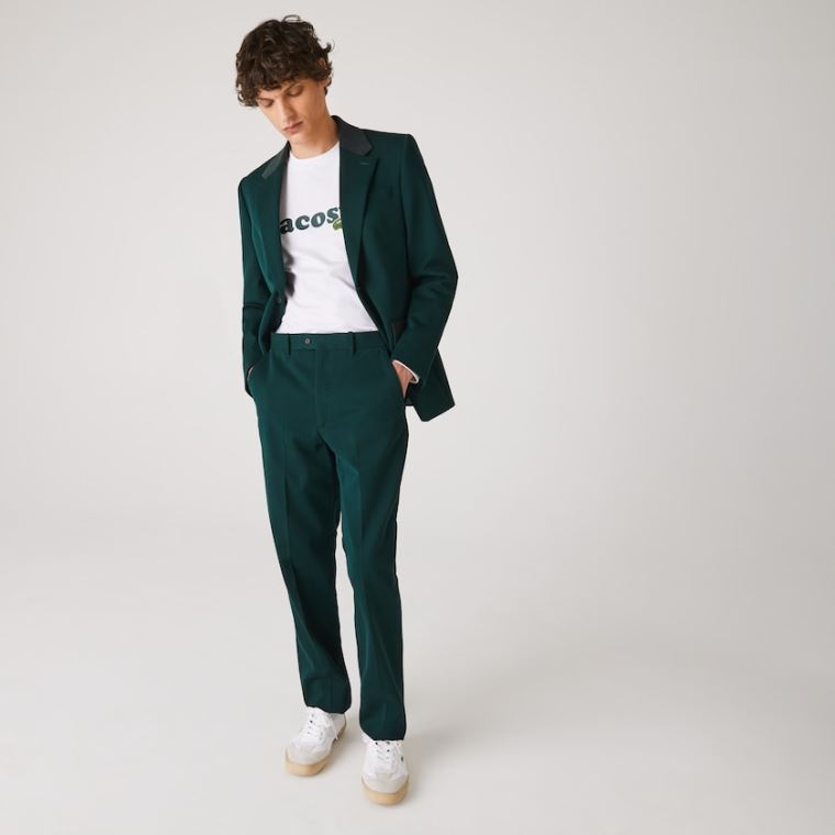 Lacoste LIVE Standard Fit Algodão Lona Suit Pants Verdes | 8lLGk3NZ