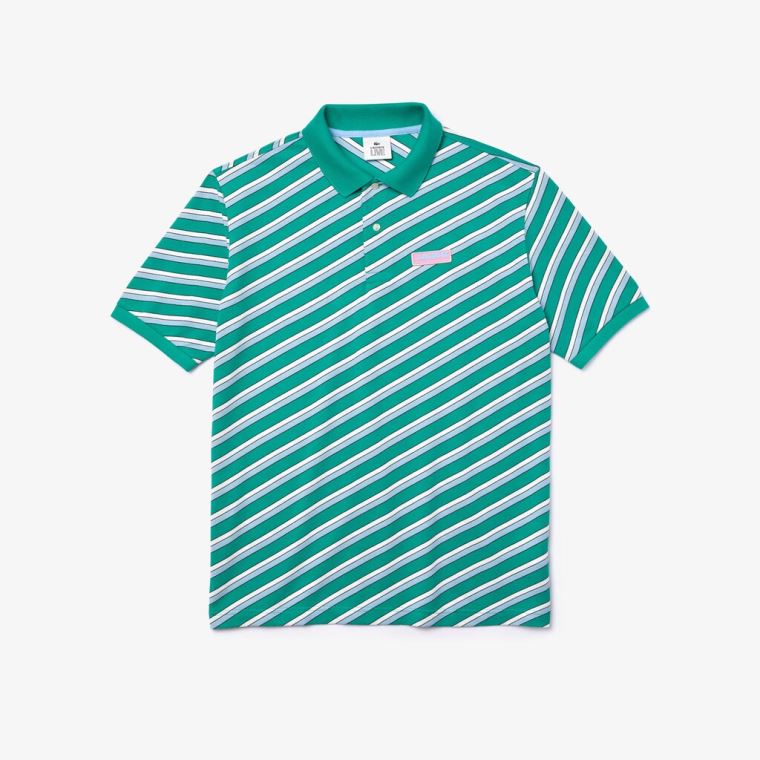 Lacoste LIVE Striped Algodão Piqué Polo Shirt Branco Azul Marinho Azuis | Hme7QVSx