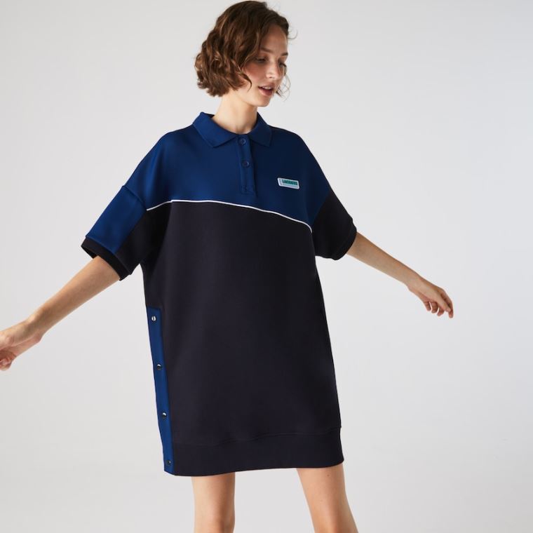 Lacoste LIVE Two-Tone Fleece And Neoprene Polo Vestidos Azul Marinho Azuis Azuis | ZHPCNRf6