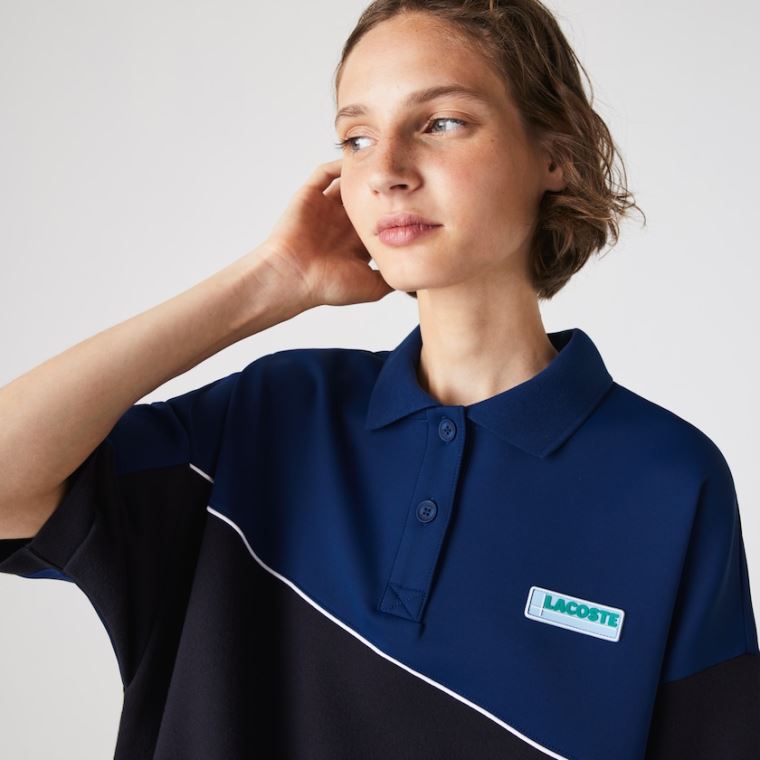 Lacoste LIVE Two-Tone Fleece And Neoprene Polo Vestidos Azul Marinho Azuis Azuis | ZHPCNRf6