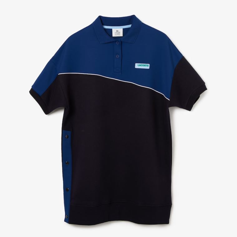 Lacoste LIVE Two-Tone Fleece And Neoprene Polo Vestidos Azul Marinho Azuis Azuis | ZHPCNRf6