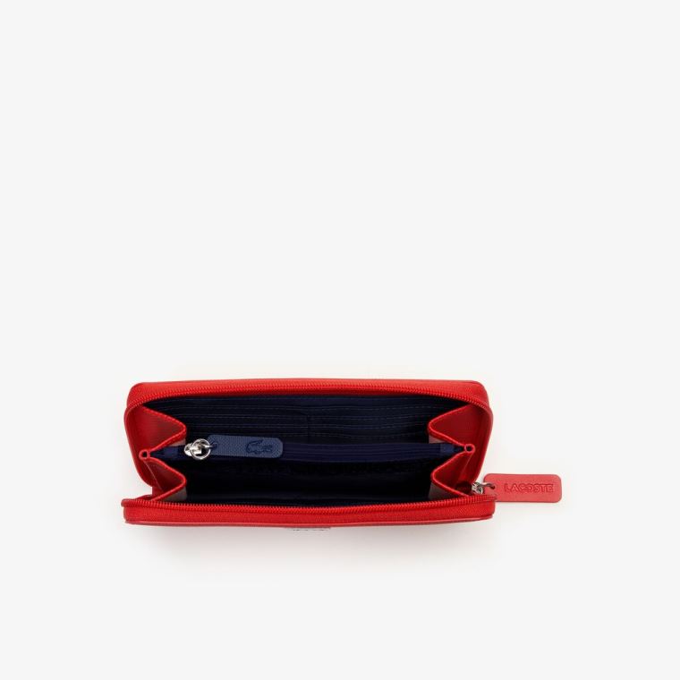 Lacoste L.12.12 Concept Petit Piqué 12 Card Zip Wallet Vermelhas | ic76UrGV