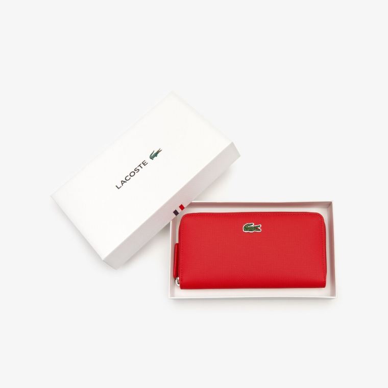 Lacoste L.12.12 Concept Petit Piqué 12 Card Zip Wallet Vermelhas | ic76UrGV