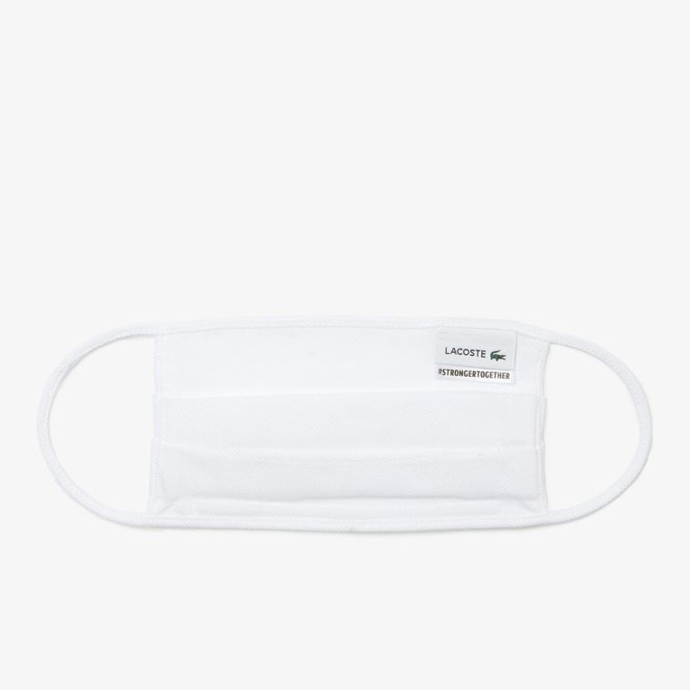 Lacoste L.12.12 Face Protection Mask in Algodão Piqué Branco | iJqD3n5u