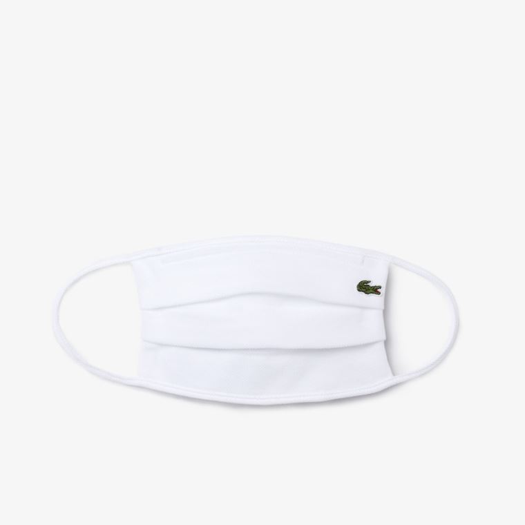 Lacoste L.12.12 Face Protection Mask in Algodão Piqué Branco | iJqD3n5u