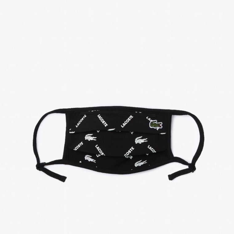 Lacoste L.12.12 Printed Face Mask with Adjustable Alças Pretas Branco Pretas Verdes Branco | 2Bze0MNB