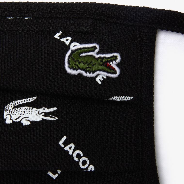 Lacoste L.12.12 Printed Face Mask with Adjustable Alças Pretas Branco Pretas Verdes Branco | 2Bze0MNB