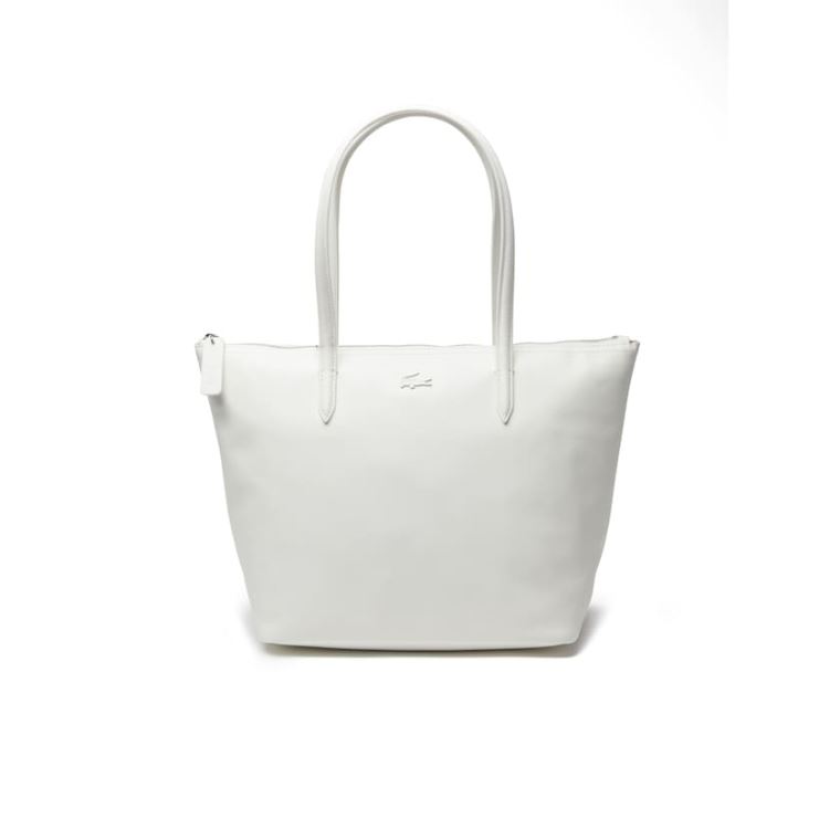 Lacoste L.12.12 Small Couro Tote Bag Branco | O3NhZSxR