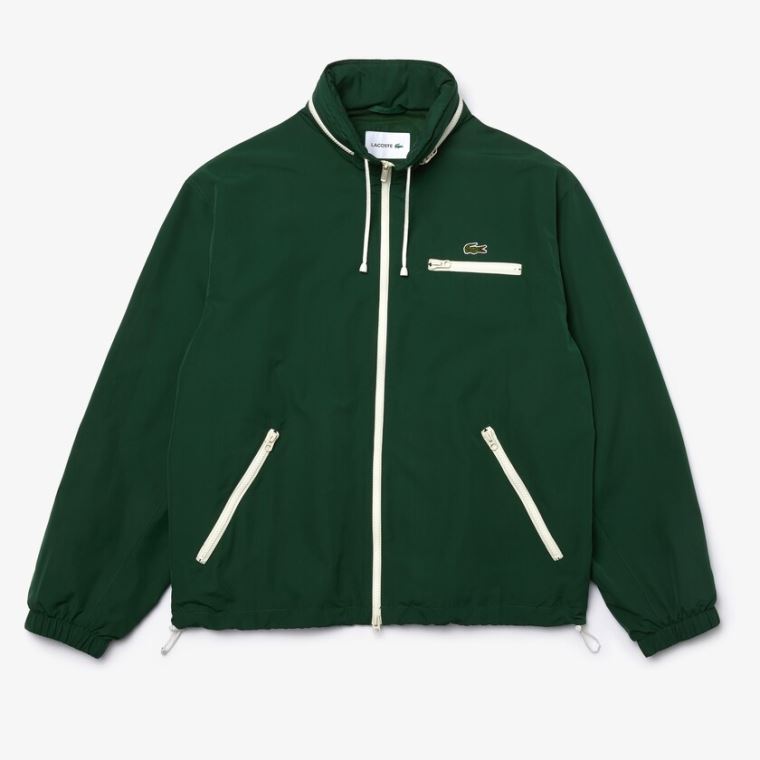 Lacoste Leves Agua-Resistant Encapuzado Blusão Verdes | N7br7W70