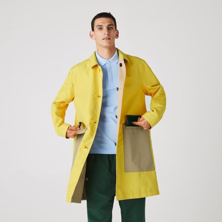 Lacoste Leves Agua-Resistant Reversible Twill Coat Bege Amarelas | j1pRWkYc