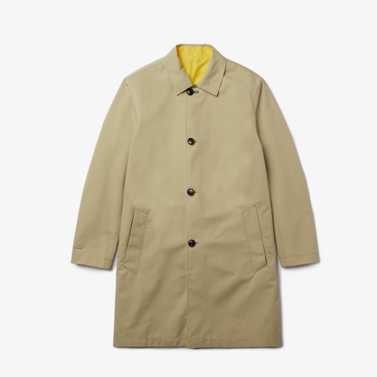 Lacoste Leves Agua-Resistant Reversible Twill Coat Bege Amarelas | j1pRWkYc