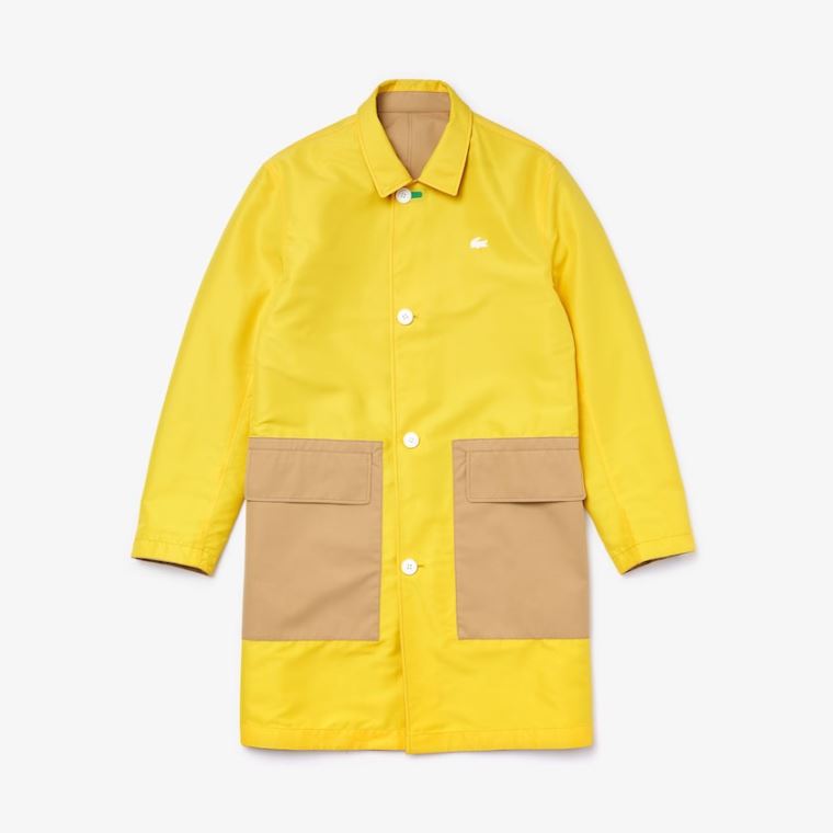 Lacoste Leves Agua-Resistant Reversible Twill Coat Bege Amarelas | j1pRWkYc