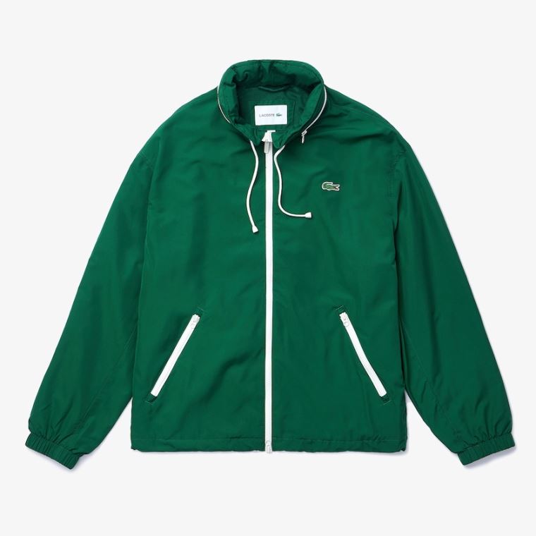 Lacoste Leves Agua-Resistant Zip Blusão Verdes | kJuWpzqG