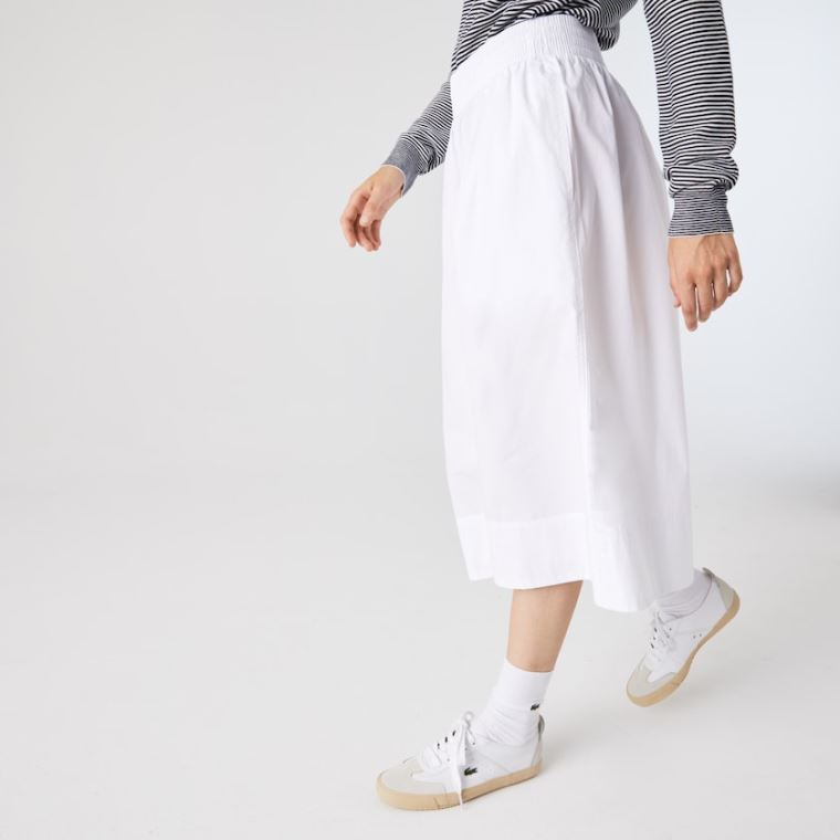 Lacoste Light Algodão Poplin Culottes Branco | RXhCE2fp