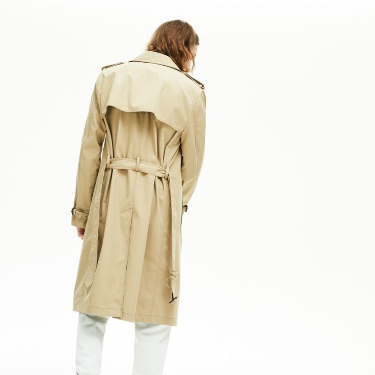 Lacoste Long Belted Algodão Trench Coat Bege | XVxnMrev