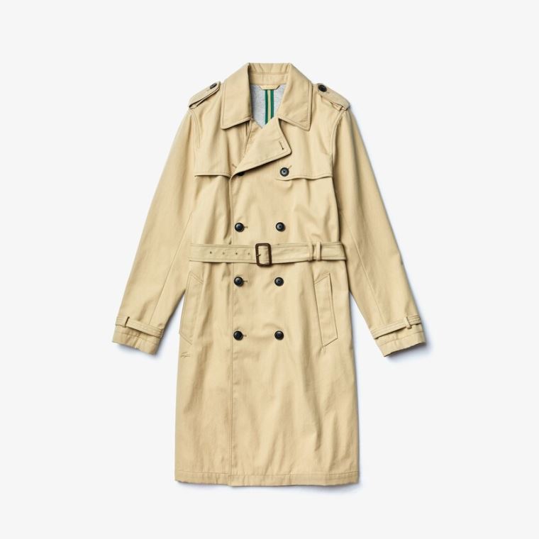 Lacoste Long Belted Algodão Trench Coat Bege | XVxnMrev