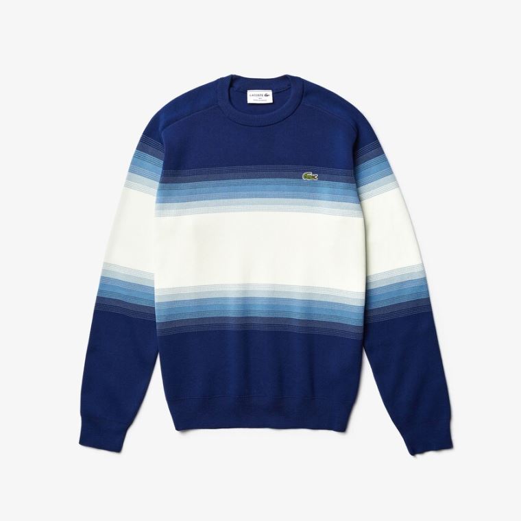 Lacoste Made In France Degraded Algodão Crew Neck Moletom Azul Marinho Azuis Azuis Branco | d0XyEpE6