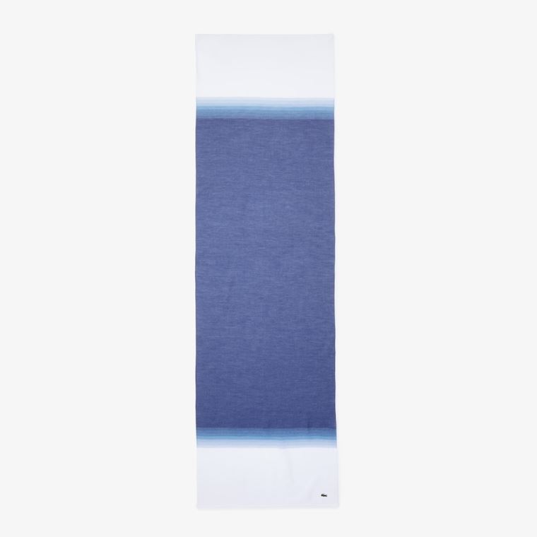 Lacoste Made In France Gradated Print Organic Algodão Scarf Branco Azul Marinho Azuis | 7R8Ph2DM