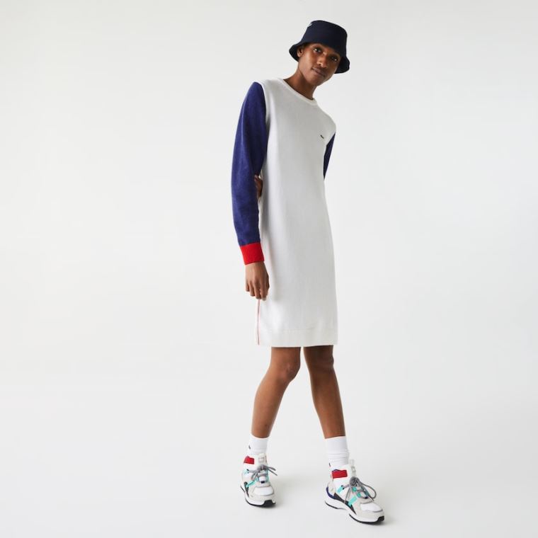 Lacoste Made In France Tricolour Wool Moletom Vestidos Branco Azuis Vermelhas | iu7Tnw39