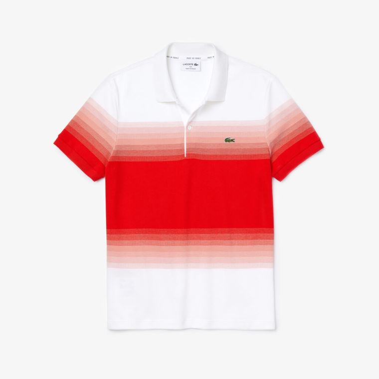 Lacoste Made in France Algodão Piqué Regular Fit Polo Shirt Branco Vermelhas | MhFcOgBe