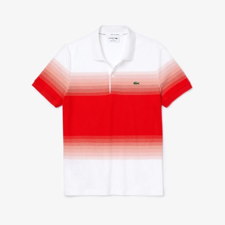 Lacoste Made in France Algodão Piqué Regular Fit Polo Shirt Branco Vermelhas | byat2zo0