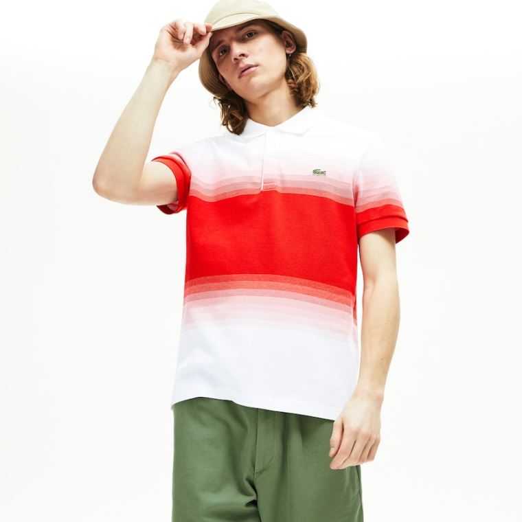 Lacoste Made in France Algodão Piqué Regular Fit Polo Shirt Branco Vermelhas | byat2zo0