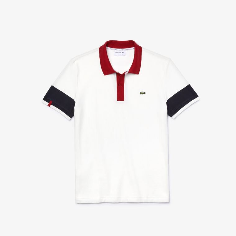 Lacoste Made in France Regular Fit Organic Algodão Polo Shirt Branco Azul Marinho Azuis Vermelhas Escuro Branco | EESQrqpf