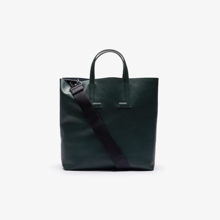 Lacoste Moda Show Two-Tone Couro Double Tote Verdes Escuro | 5HNAeRSW