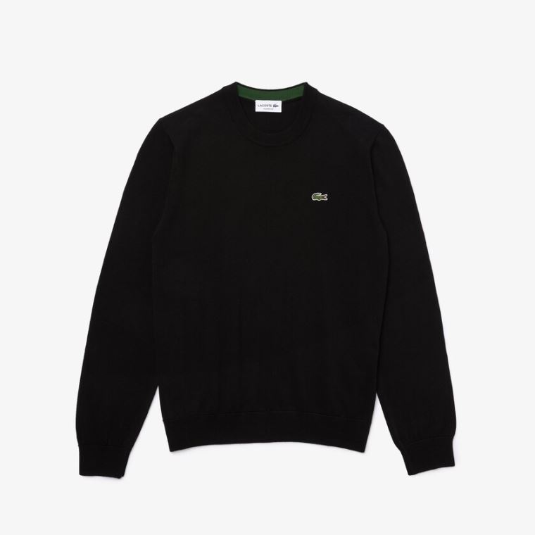 Lacoste Organic Algodão Crew Neck Moletom Pretas | g5ZtIIz8