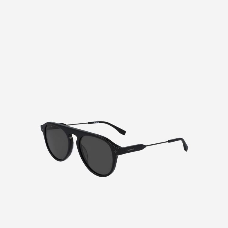 Lacoste Oval Acetate One Top Bridge Sunglasses Pretas | IPChPIoW