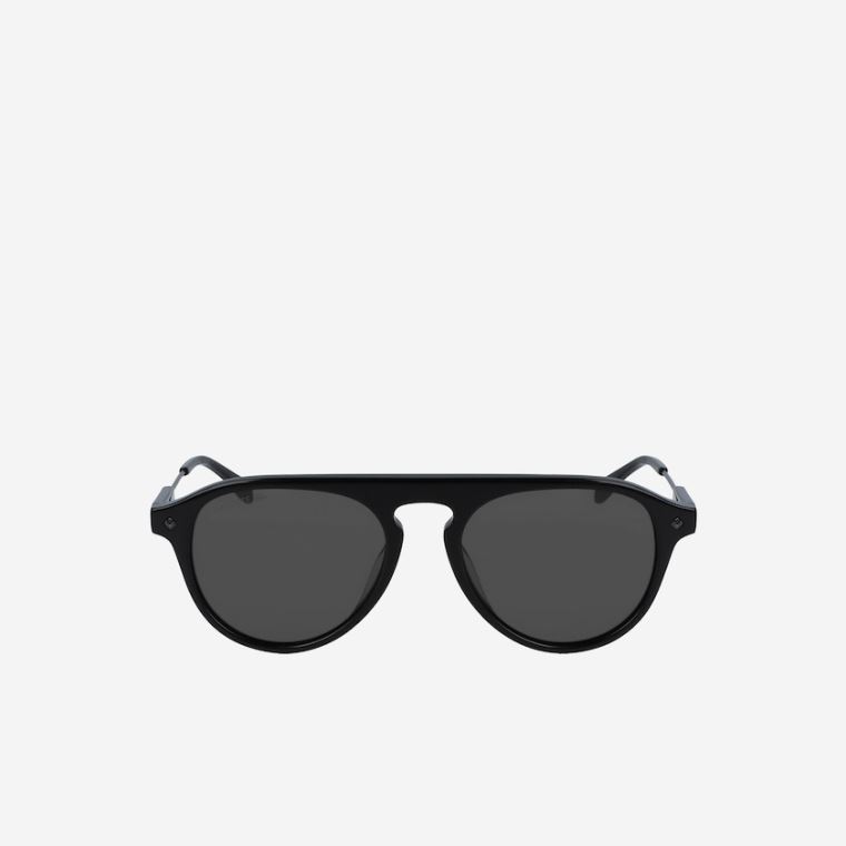 Lacoste Oval Acetate One Top Bridge Sunglasses Pretas | IPChPIoW