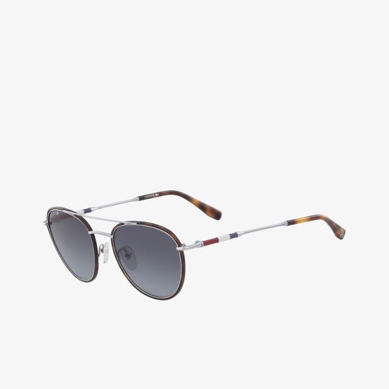 Lacoste Oval Metal Novak Djokovic Coleções Sunglasses Prateadas | LNG7MYjJ