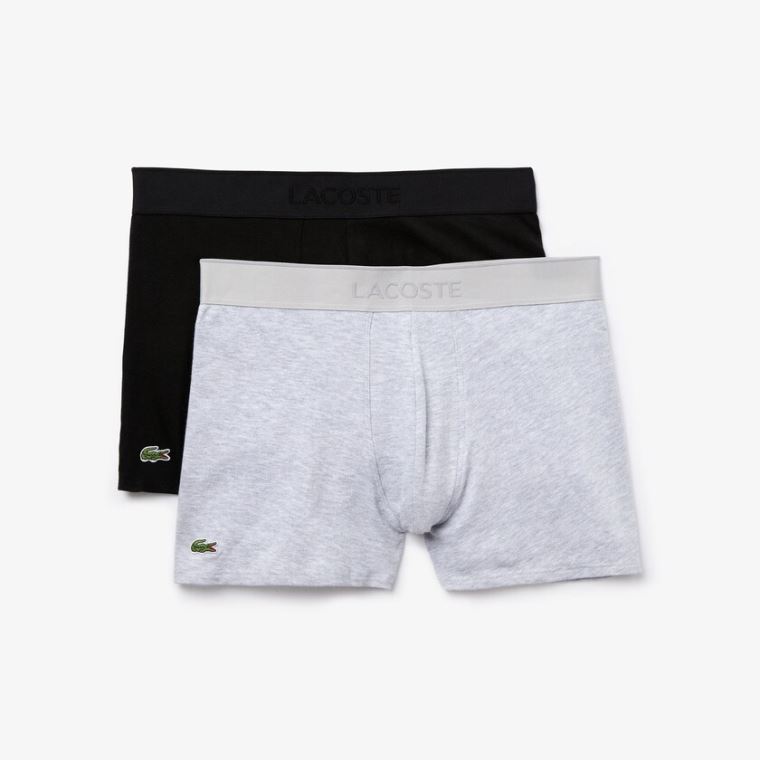 Lacoste Pack Of 2 Piqué Boxer Cuecas L.12.12 Pretas Cinzentas | rGJwm8zk