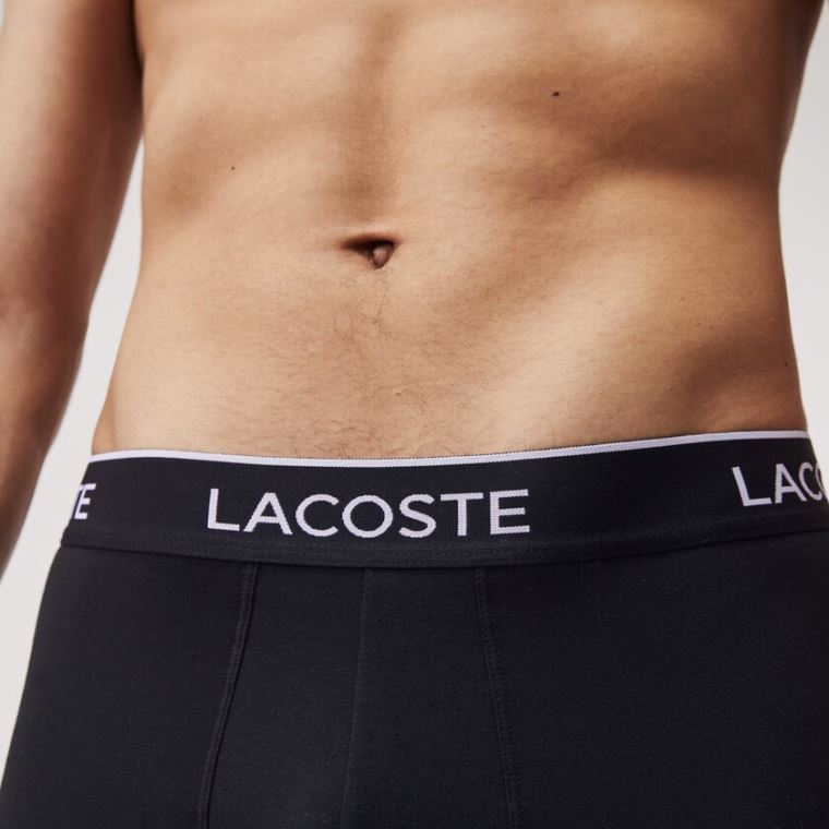 Lacoste Pack Of 3 Casuais Black Boxer Cuecas Pretas | hriPEYFt