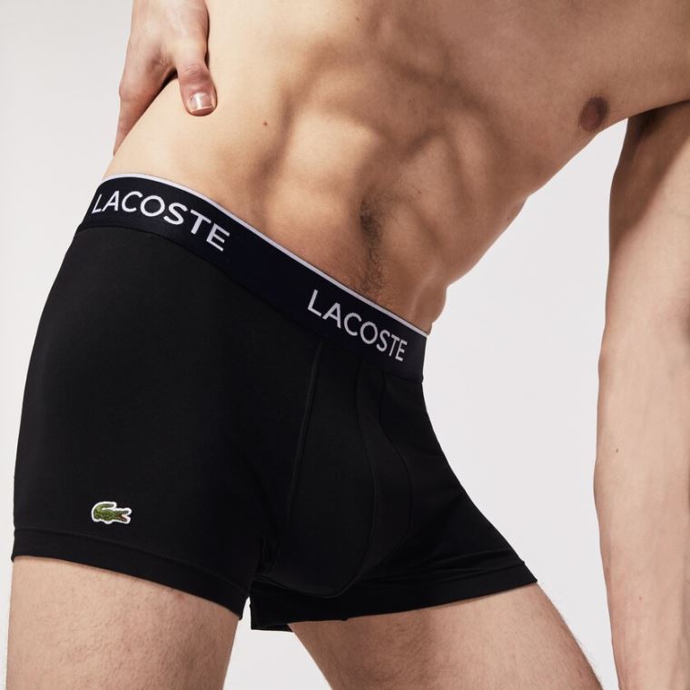 Lacoste Pack Of 3 Casuais Black Boxer Cuecas Pretas | hriPEYFt