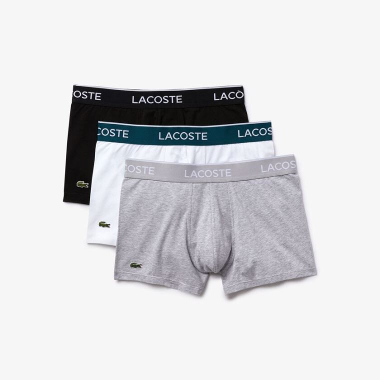 Lacoste Pack Of 3 Casuais Black Boxer Cuecas Pretas Branco Cinzentas | n2EflAJt