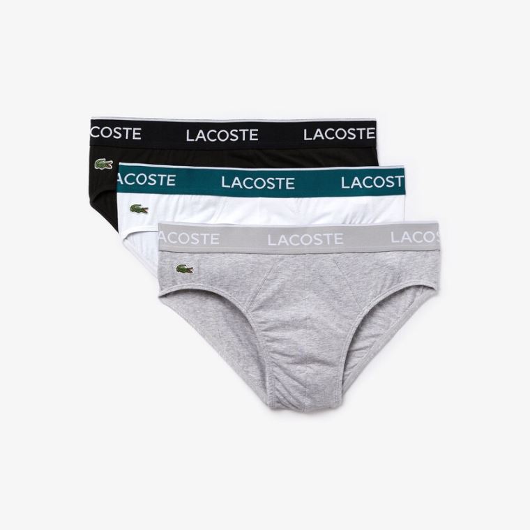 Lacoste Pack Of 3 Casuais Cuecas Pretas Branco Cinzentas | 3AqHSFPj