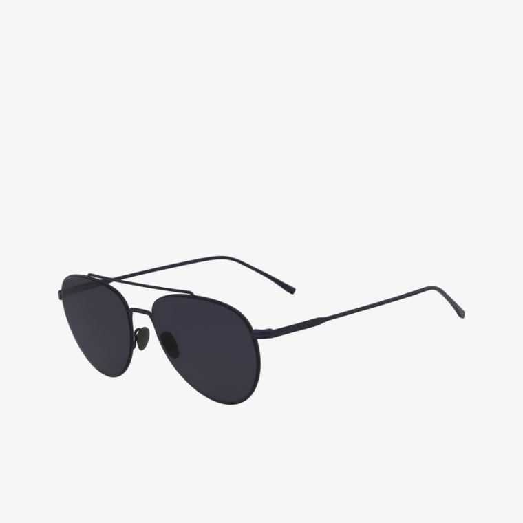 Lacoste Pilot Shape Metal Ultra-Thin Sunglasses Azuis | UYGyxY0p