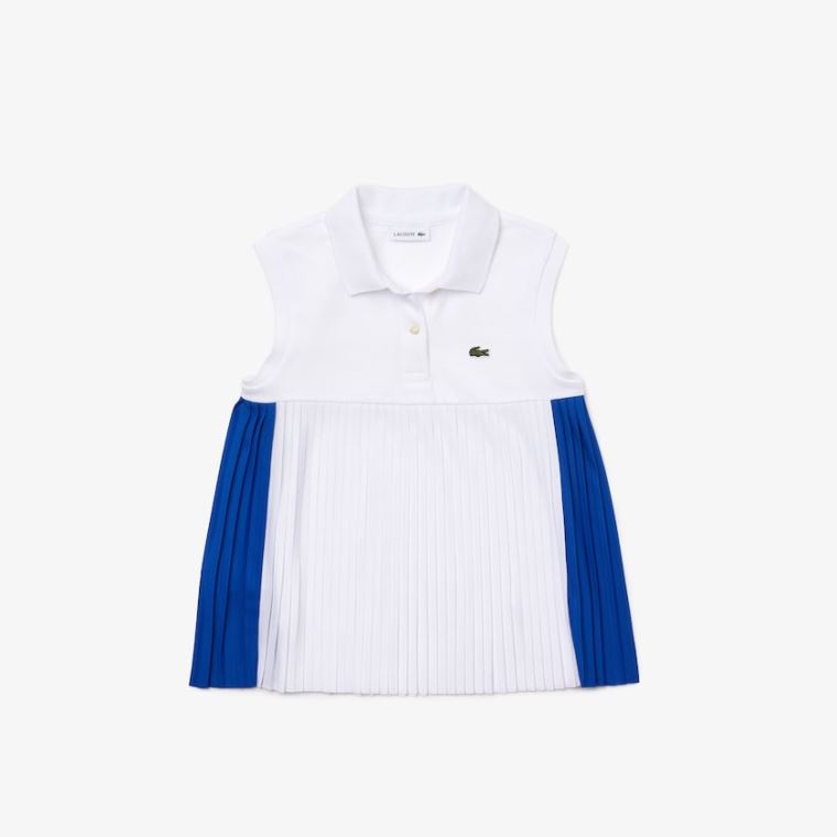 Lacoste Pleated Algodão Polo Azuis Branco | 0e4uptHj