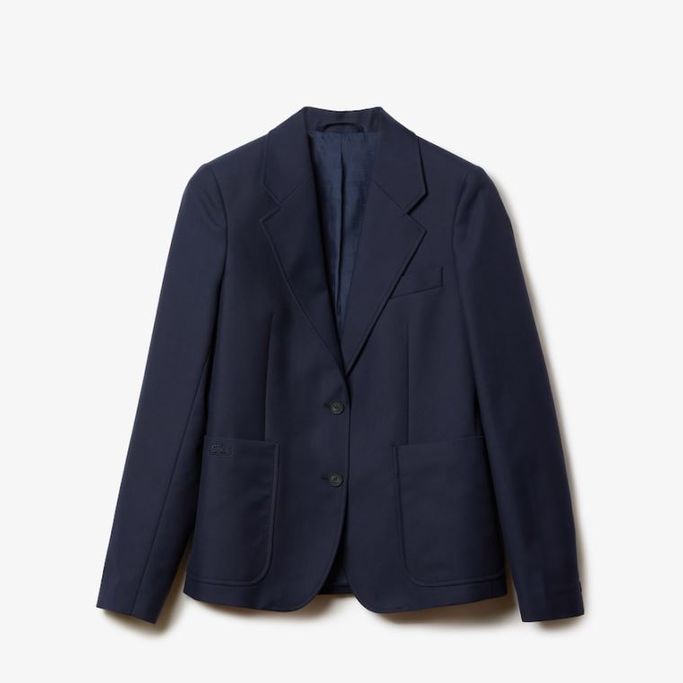 Lacoste Pocketed Algodão And Wool Straight Fit Blazer Azul Marinho Azuis | vhYFepl2