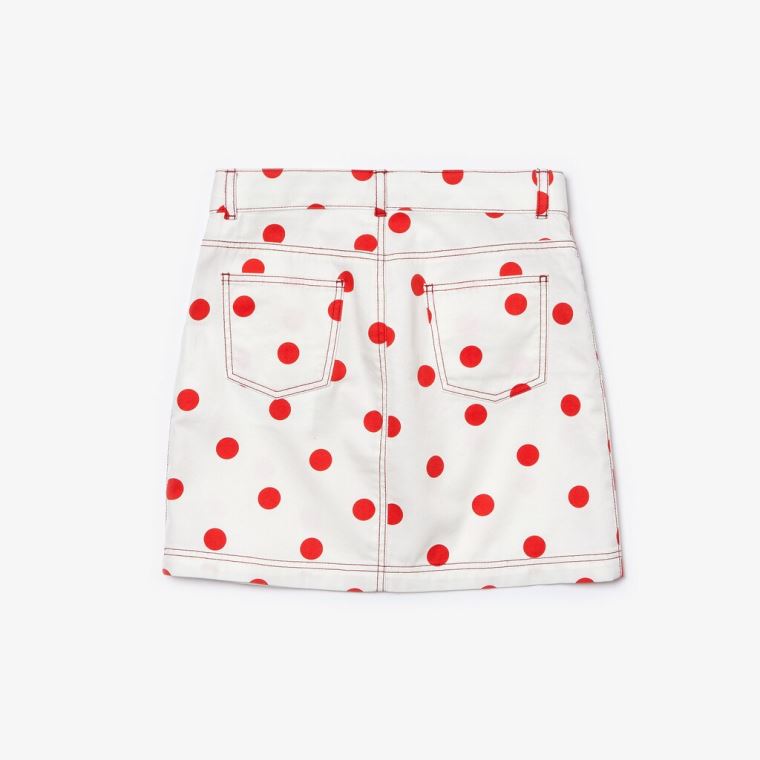 Lacoste Polka Dot Gabardine Skirt Branco Vermelhas | P1R9kY7J