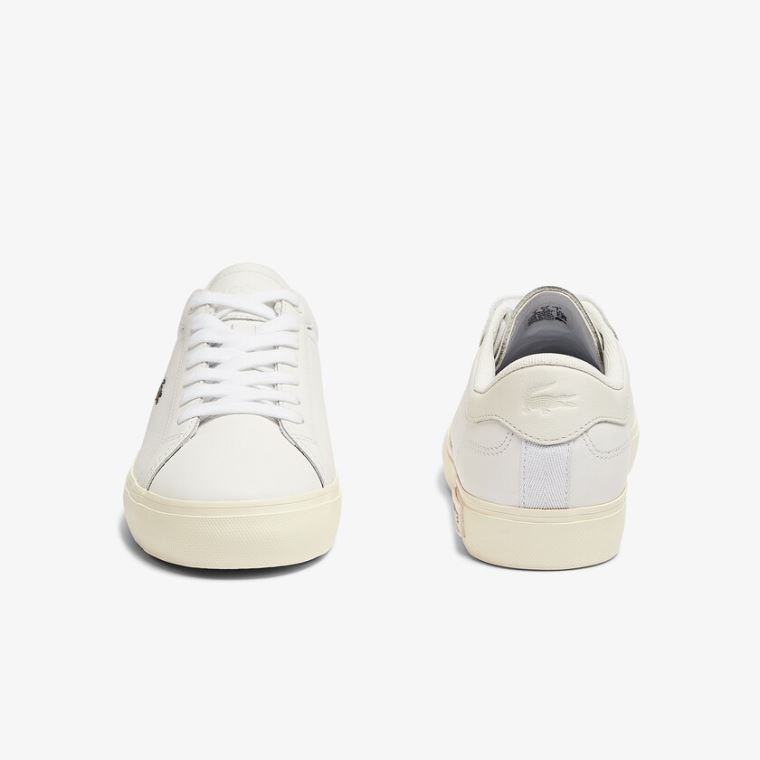 Lacoste Powercourt Couro Popped Heal Sneakers Branco Cinzentas | WjIKYJcy