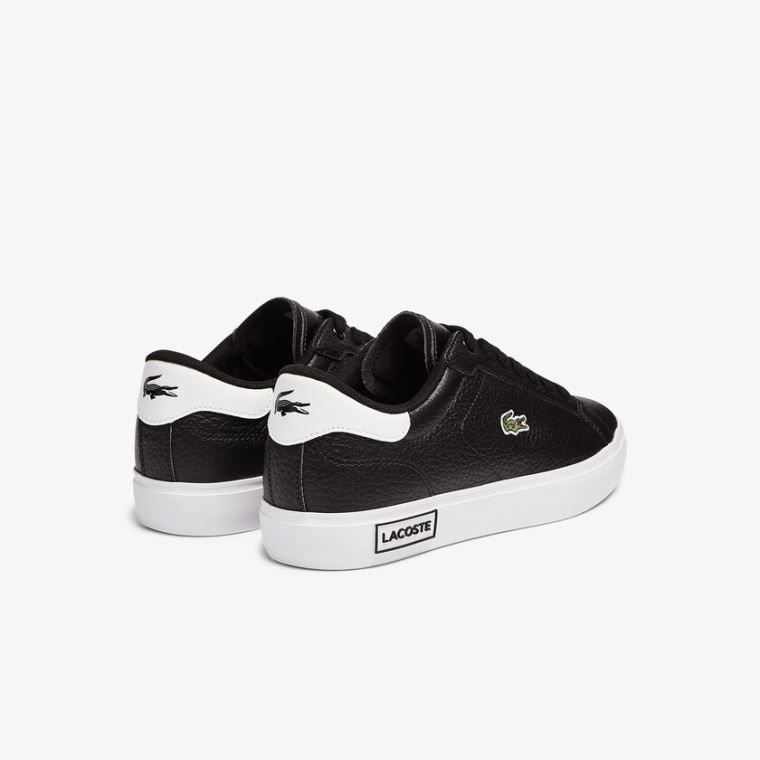 Lacoste Powercourt Couro and Sintético Sneakers Pretas Branco | tJ0kDz3E