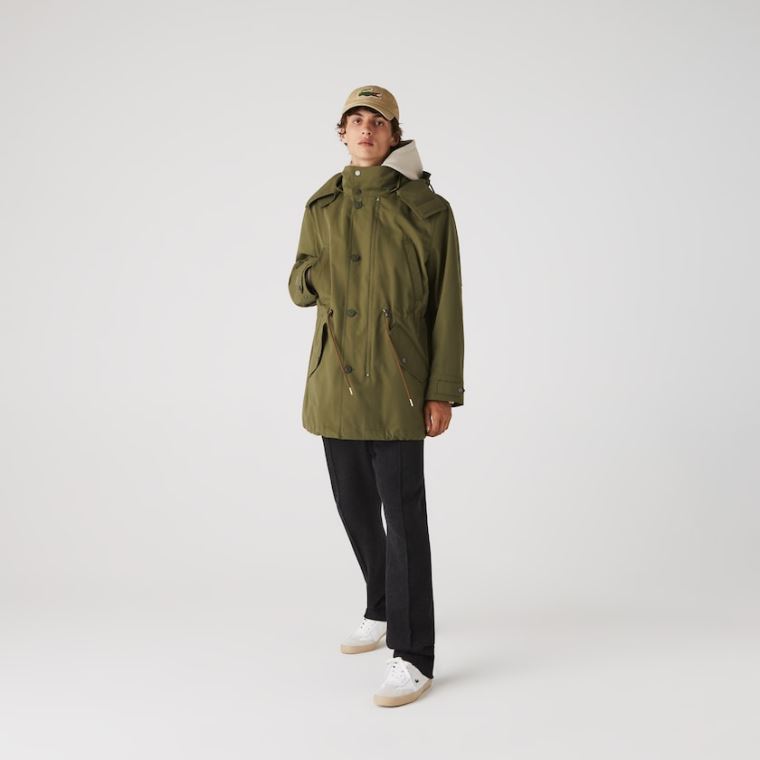 Lacoste Quilted Interior Jacket Agua-Resistant 3-in-1 Parka Caqui Verdes | PlR7Wkyq