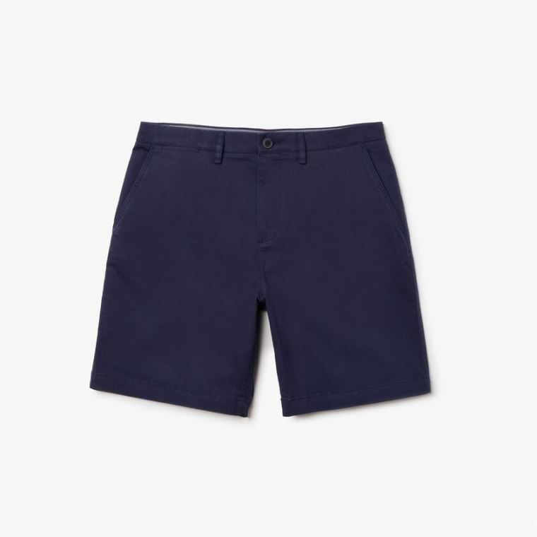 Lacoste Regular Fit Algodão Gabardine Bermuda Shorts Azul Marinho Azuis | OvWzi3JD