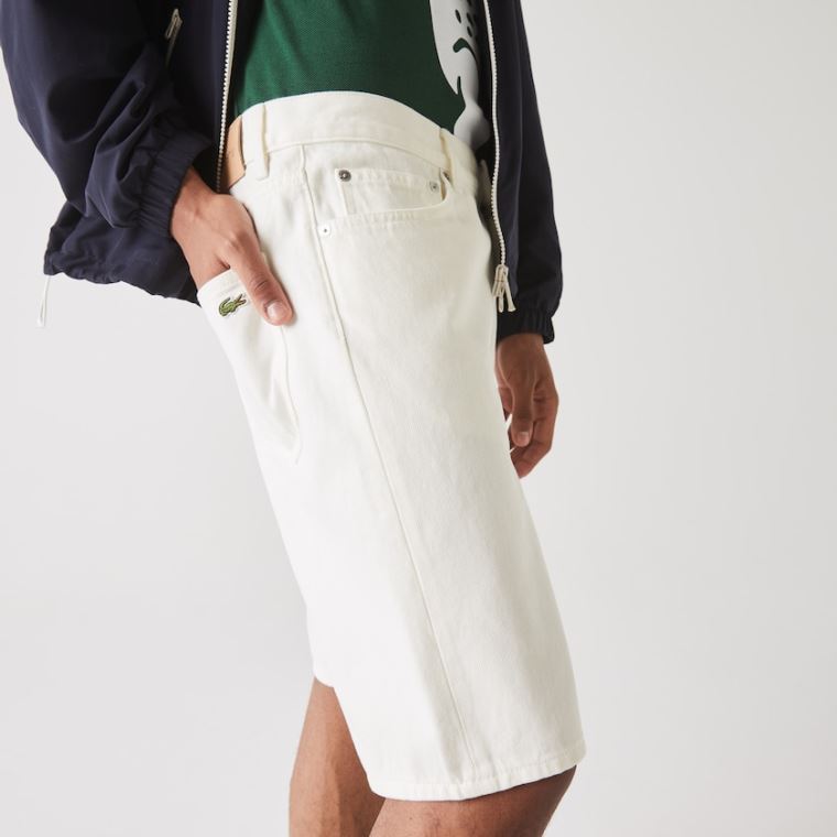 Lacoste Regular Fit Five-Pocket Denim Shorts Branco | jH7SCeO2