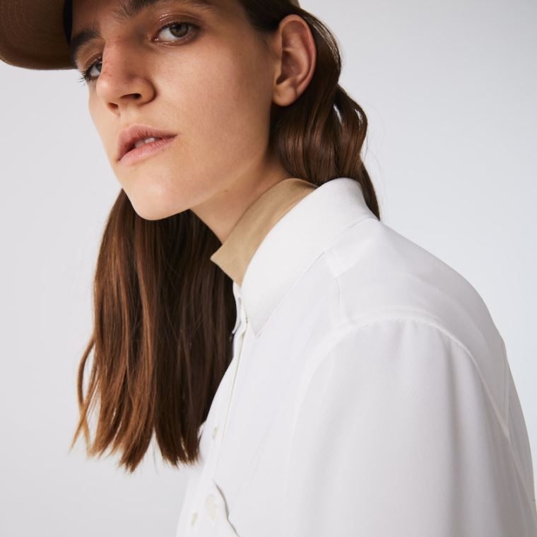 Lacoste Regular Fit Flowy Shirt Branco | BOZnUcOn