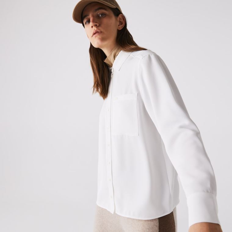 Lacoste Regular Fit Flowy Shirt Branco | BOZnUcOn