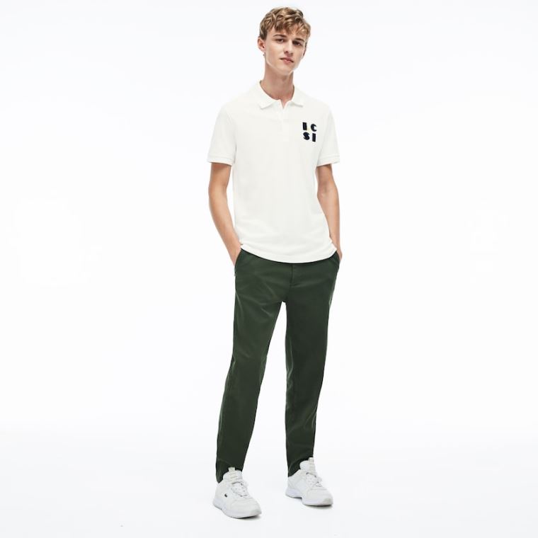 Lacoste Regular Fit LCST Lettering Petit Piqué Polo Branco | c2kWnapE